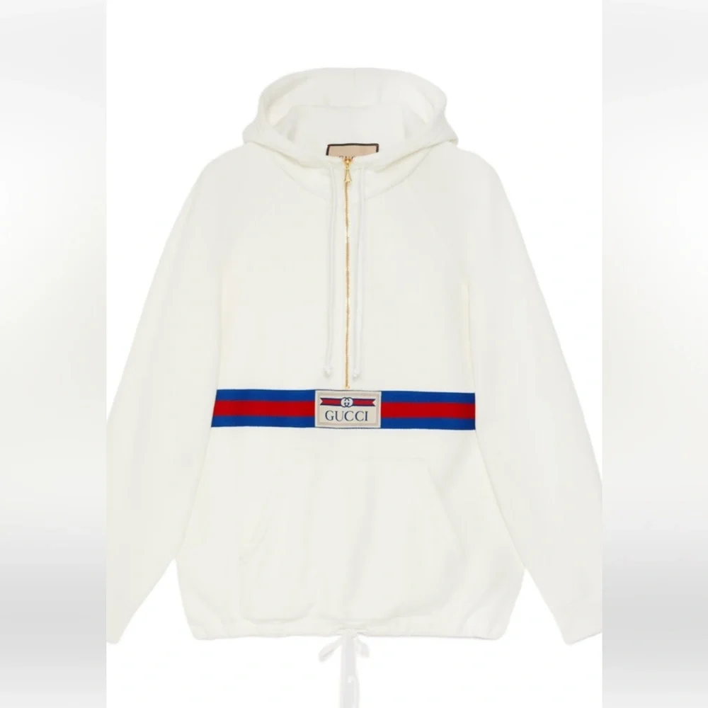Men's Gucci, cotton jersey half zip closure,, hoodie size XS fits like medium